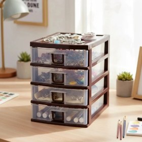 Resim Eco Lounge Mini 4 Çekmeceli Komidin Organizer 