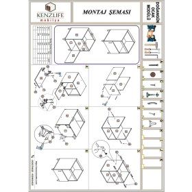 Resim Kenz Life Kenzlife Beyaz Ocak Dolabı 85x60x56 cm Modern Suntalam Tasarım 1 Çekmeceli 2 Raflı 