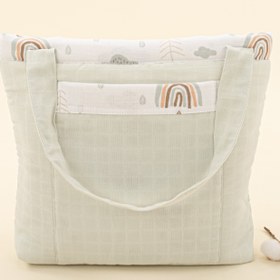 Resim Bebek Bakım Çantası - Açık Yeşil Muslin - Yeşil Gökkuşağı 