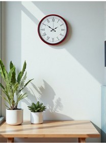 Resim 36 Cm Kırmızı Dekoratif Duvar Saati Gül Kırmızı - Açık Siyah 