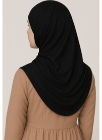 Resim Mim Eşarp Pileli Tesettür Hijab Hazır Eşarp Siyah 