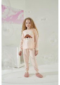 Resim Kız Garson Uzun Kol Kadife Pembe Pijama Takımı C8t5n5o7 001 