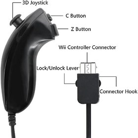 Resim Nunchuk Controller for Wii, 2 Packs Nunchuk Video Game Controller Joystick Remote, Nunchuk Controller Compatible for Wii Wii U Console, Left and Right Hand Game Controller (Black) 