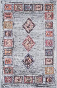 Resim Rovigo Dijital Baskı Yıkanabilir Kaymaz Taban Salon Halısı Rvg1721, Gri, 180 x 250 
