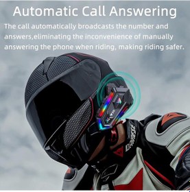 Resim Y20 Rgb Işıklı Motosiklet Kask Kulaklığı Bluetooth 5.2 Hifi Ses 25 Saat Pil 
