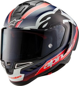 Resim Alpinestars Supertech R10 Carbon Team Spor Motosiklet Kaskı Mat Siyah Kırmızı Beyaz 