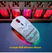 Resim Honeybeeshop Hxsj 3 Modlu Rgb Kablosuz Oyun Fare Beyaz Ergonomik Hafif Özelleştirilebilir Aydınlatma Diğer 