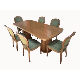 Resim 90 X 200 Cm Sabit Oval Mantar Masa Takımı 6 Ad Madalyon Sandalye 