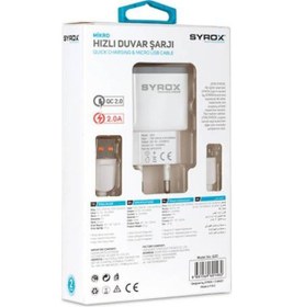 Resim Syrox Q20 Hızlı Şarj Adaptörü Micro Usb 2A 