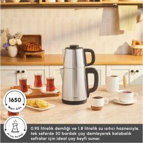 Resim Pratik ve Şık Gri Çay Makinesi, Kolay Kullanım ve Modern Tasarım 