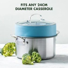 Resim Daisy Home Greenpan Steamy Mavi 24 cm Buharda Pişirici 