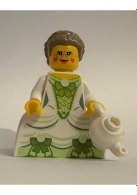 Resim Orjinal Lego Minifigür Big Green Dress Lady With Tea Cup 
