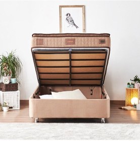 Resim Nironyatak W. Cotton 120X200 Cm Tek Kişilik Pedli Yatak Baza Başlık Takımı - 