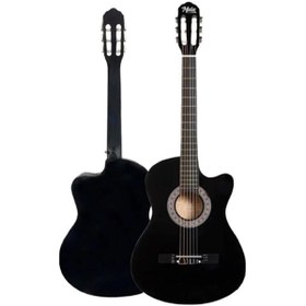 Resim Midex CG-390BK-XBAG Siyah Klasik Gitar 4/4 Sap Ayarlı Kesik Kasa Full Set (Çanta Tuner Askı Capo Metod Pena) Hint Gül Ağacı 