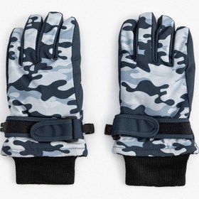 Resim Erkek Çocuk Kayak Eldiveni Cırt Cırtlı Ayarlanabilir Manşetli 