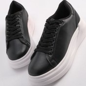 Resim Marjin Kadın Sneaker Yüksek Taban Bağcıklı Spor Ayakkabı Bekor siyah 