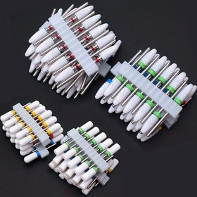 Resim 10 adet Seramik Tırnak Matkap Uçları Seti Freze Kesici Elektrikli Manikür Bit Alev Mısır Dosyaları Pedikür Makinesi Parlatma Aksesuarları 