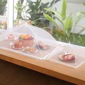 Resim Büyük Pop-up Beyaz Mesh Yiyecek Kapak Çadırı, Katlanabilir ve Yıkanabilir, Böcek Ağı ile, Şeffaf Mesh Tasarımı, Taşınabilir, Açık Hava Pikniği, Barbekü, Parti, Kahvaltı Yayını için 