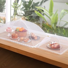Resim Büyük Pop-up Beyaz Mesh Yiyecek Kapak Çadırı, Katlanabilir ve Yıkanabilir, Böcek Ağı ile, Şeffaf Mesh Tasarımı, Taşınabilir, Açık Hava Pikniği, Barbekü, Parti, Kahvaltı Yayını için 