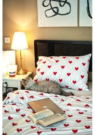 Resim Tek Kişilik Kalp Desenli Nevresim Takımı 