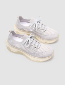 Resim Cabani Kauçuk Tabanlı Gri Bağcıklı Kadın Sneaker Spor Ayakkabı 