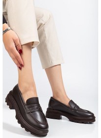 Resim 746-759 Kahve Günlük Yüksek Tabanlı Loafer Ayakkabı Açık Kahverengi 