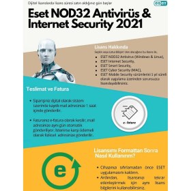 Resim Eset NOD32 & Internet Security 2024 1-3-5-10 Kullanıcı Dijital Lisans 