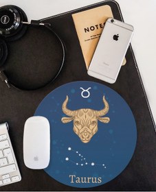 Resim WuW Boğa Burcu Yıldız Haritası Yuvarlak Kaymaz Taban Mouse Pad 