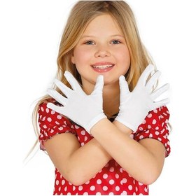 Resim Beyaz Renk Çocuk Boy Likralı Pandomim Eldiveni 