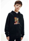 Resim Club Metal Rock Muzik Baskılı Unisex Çocuk Kapüşonlu Siyah Sweat (528752203) Siyah 