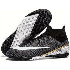 Resim Unisex Hafif Nefes Alabilir Kaymaz Futbol Kramponları Siyah 