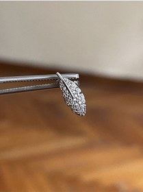 Resim 316 L Cerrahi Çelik Dudak Kıkırdak Helix Tragus Piercingi Tüy Detaylı Piercing Gümüş 