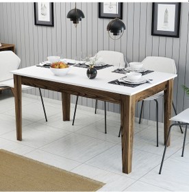 Resim Milan Yemek Masası - Ceviz / Beyaz 