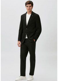 Resim Network Slim Fit Siyah Mono Yaka Gofreli Örme Ceket 