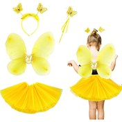 Resim Sarı Kelebek Kostümü Çocuk 4 Parça Set 