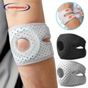 Resim 1 adet Ayarlanabilir Dirsek Desteği Ped, Dahili Silikonlu - Tenis, Beyzbol, Badminton ve Jimnastik, Golf, Fitness için Çift Sıkıştırma Kayışı, Siyah ve Gri, Elde Yıkanabilir, Dirsek Desteği Ekipmanı|Sıkıştırma Desteği|File Kumaş Ped 