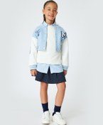 Resim Koton Pileli Etek Pileli Viskon Kumaş Lacivert Çizgili 5wkg70036ak Lacivert 