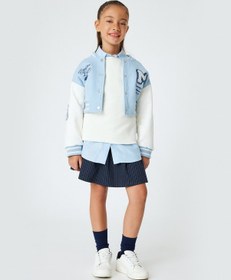 Resim Koton Pileli Etek Pileli Viskon Kumaş Lacivert Çizgili 5wkg70036ak Lacivert 