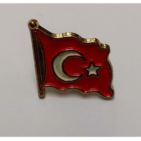 Resim şahane parti Dalgalı Türk Bayragı Rozeti Mineli Paslanmaz 