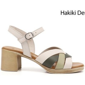 Resim Gönderi(R) Gönderi R Kadın Bej Antik Kalın Topuklu Hakiki Deri Sandalet Dyza70945414 