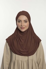 Resim Loggia Pratik Hijab Sandy Şal - Hazır Türban Tesettür Eşarp Namazlık Namaz Örtüsü-Kahverengi 