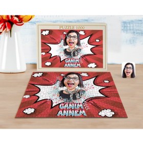Resim Bk Gift Kişiye Özel Canım Annem Karikatürlü 1000 Parça Profesyonel Puzzle-1 