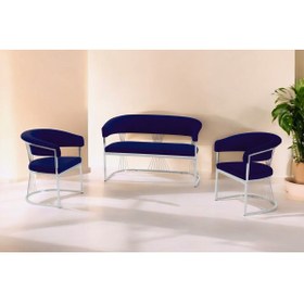 Resim Rozexi Rio Çay Seti Takımı Koltuk Takımı Oturma Odası Kafe Antre Hol Ofis 2+1+1 Krom Metal 