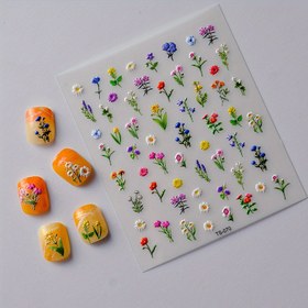 Resim Parlak Çiçekli Tırnak Sanatı Çıkartmaları, Parıldayan Bitişli 5D Kabartmalı Tırnak Etiketleri, Düzensiz Şekilli Bitki Temalı, Kendinden Yapışkanlı Plastik Tırnak Süslemeleri, Tek Kullanımlık Kokusuz Süsleme Bayanlar ve Kızlar İçin 