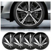 Resim Sones 4 Parça Araba-şekillendirici Gümüş Yapraklar Desenli Metal Tekerlek Göbeği Dekoratif Çıkartma, Çap: 5.8cm 