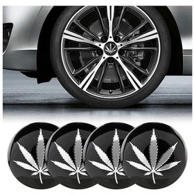 Resim Sones 4 Parça Araba-şekillendirici Gümüş Yapraklar Desenli Metal Tekerlek Göbeği Dekoratif Çıkartma, Çap: 5.8cm 