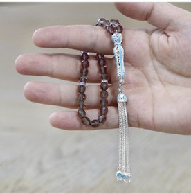 Resim Alpaka Püsküllü Mavi Mineli Küre Kesim Sultanit Tesbih N11.1754 