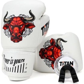 Resim Titan Sport Beyaz Kızgın Boğa Desenli Set Fgr Model-15 Boks Eldiveni Çok Renkli 