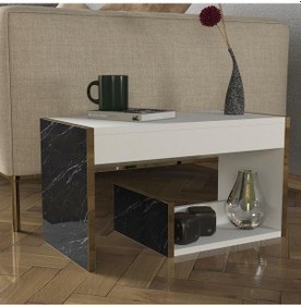 Resim Dekorister Ravenna Koltuk Yan Sehpa Beyaz-Mermer 