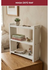 Resim Ahşap Üç Raflı Çok Amaçlı Baharatlık, Tezgahüstü Düzenleyici Beyaz 